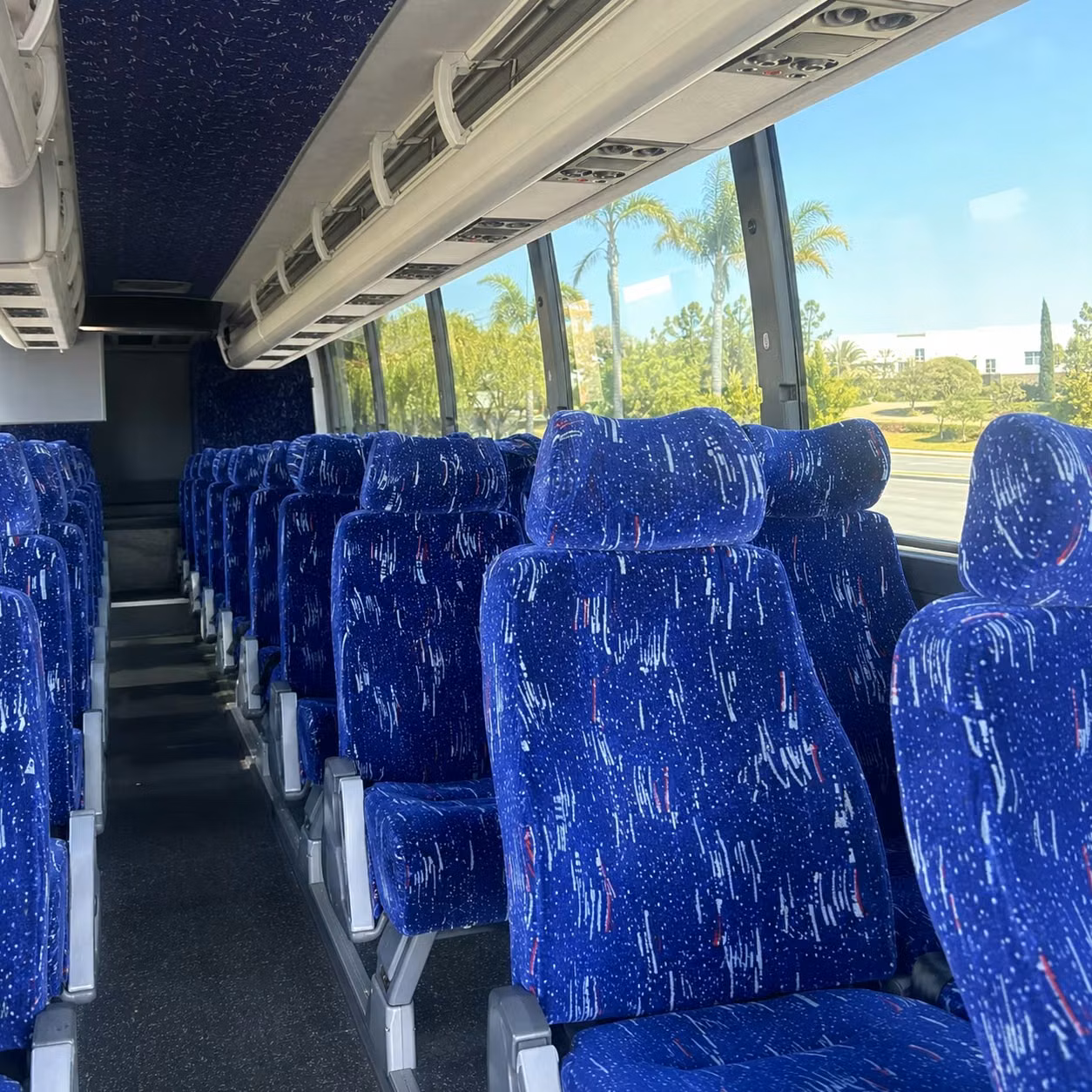 56 passenger charter bus inside